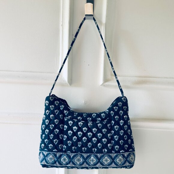 Vera Bradley Shoulder Bag 9x7in Retired Spring 2005 Nantucket Navy Pattern Blue - Picture 2 of 15